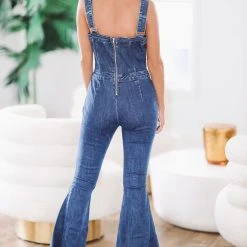 HAZEL & OLIVE Strictly Southern Denim Jumpsuit -Dark Wash -HAZEL & OLIVE shop hazel olive strictly southern denim jumpsuit dark wash 36486776651970