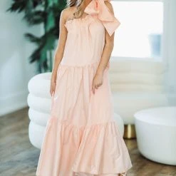 HAZEL & OLIVE Sweet As A Peach Maxi Dress - Light Pink -HAZEL & OLIVE shop hazel olive sweet as a peach maxi dress peach 36353393852610