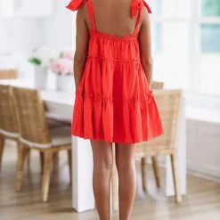 HAZEL & OLIVE Tied And True Mini Dress - Red -HAZEL & OLIVE shop hazel olive tied and true mini dress red 37512700264642