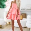 HAZEL & OLIVE Tiered Ruffle Mini Cocktail Dress - Pink -HAZEL & OLIVE shop hazel olive tiered ruffle mini cocktail dress pink 37153192771778