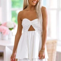 HAZEL & OLIVE Twist And Shout Mini Dress - White