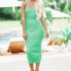 HAZEL & OLIVE Weekend In Miami Midi Dress - Green -HAZEL & OLIVE shop hazel olive weekend in miami midi dress green 37522642665666